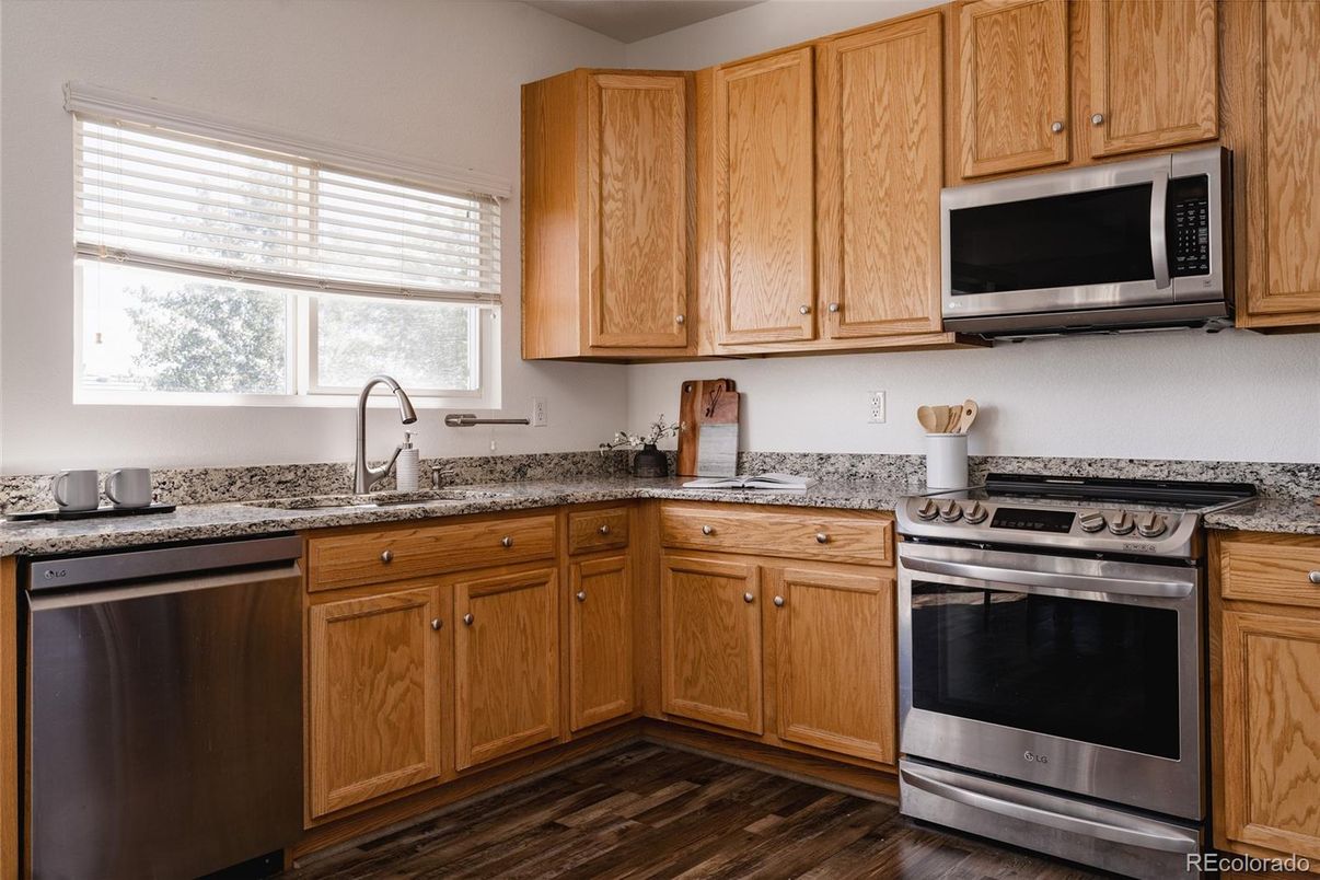 Interior, Kitchen, Stainless Steel Appliances, Wood Texture Flooring