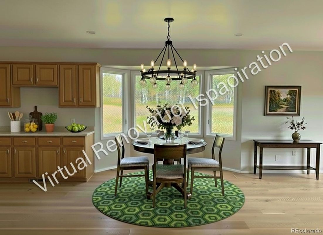Chandelier, Dining room, Interior, Recessed Lighting, Wood Texture Flooring