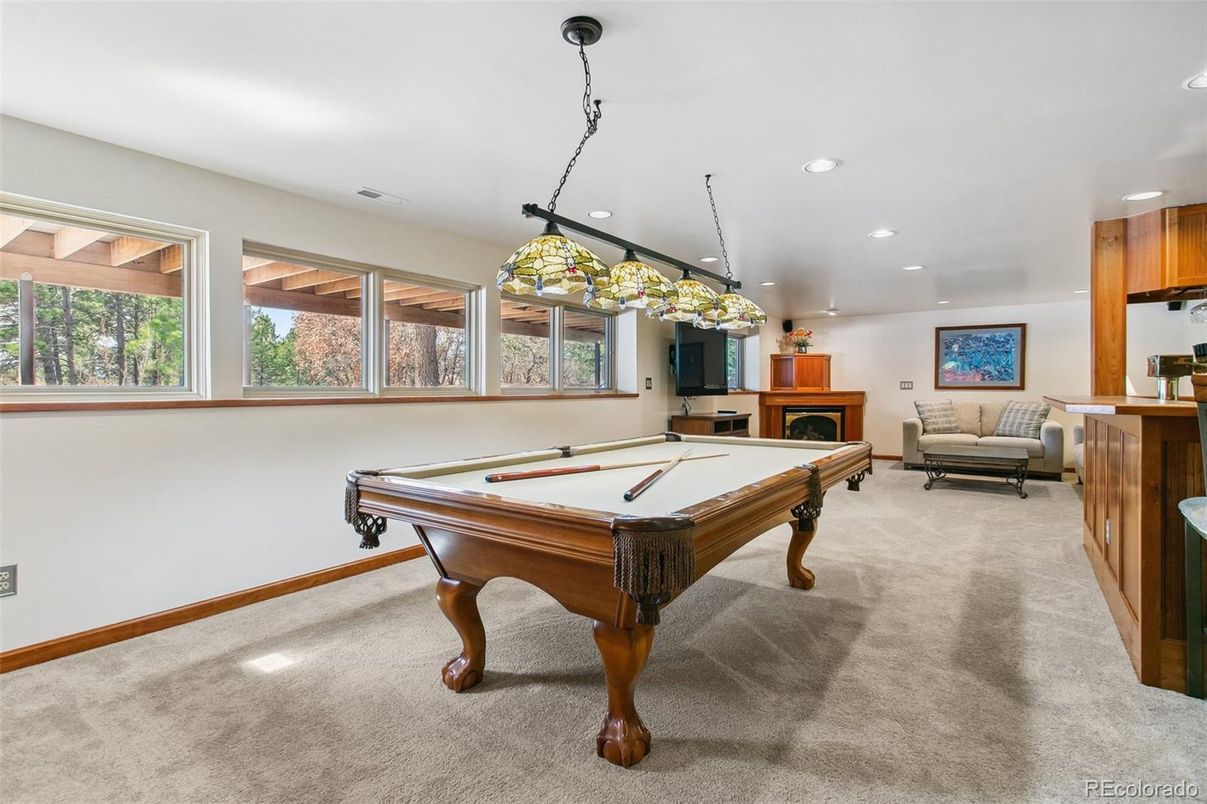 Billiard Table, Game Room, Interior, Pendant Lights, Recessed Lighting