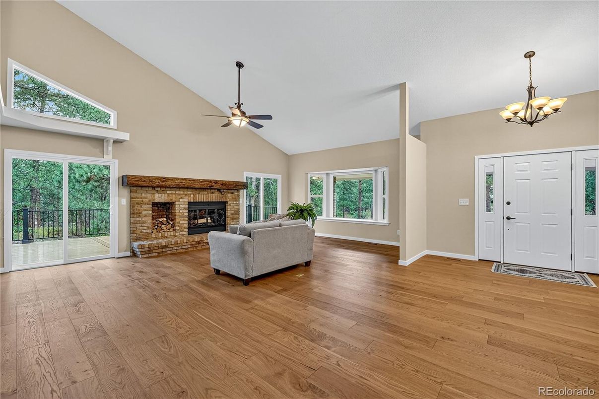 Chandelier, Fireplace, Interior, Living room, Wood Texture Flooring