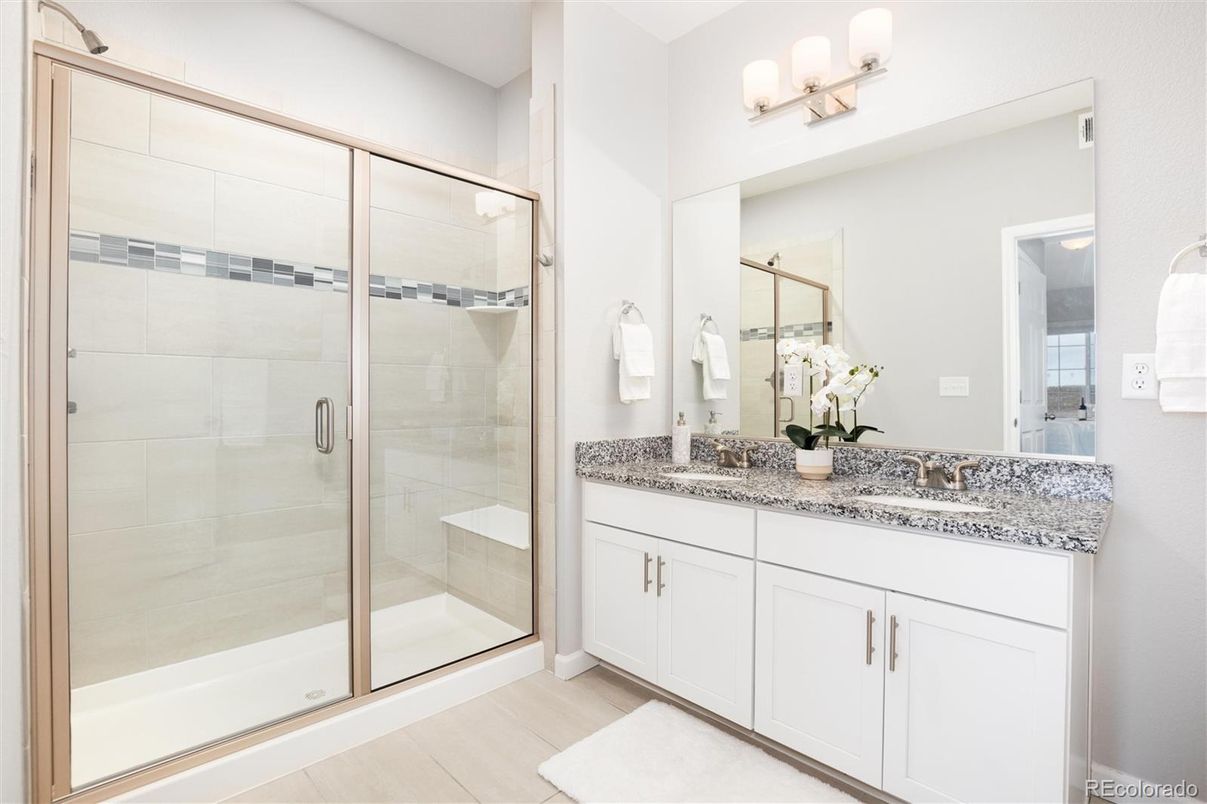 Bathroom, Dual Sink Vanities, Glass Shower, Interior