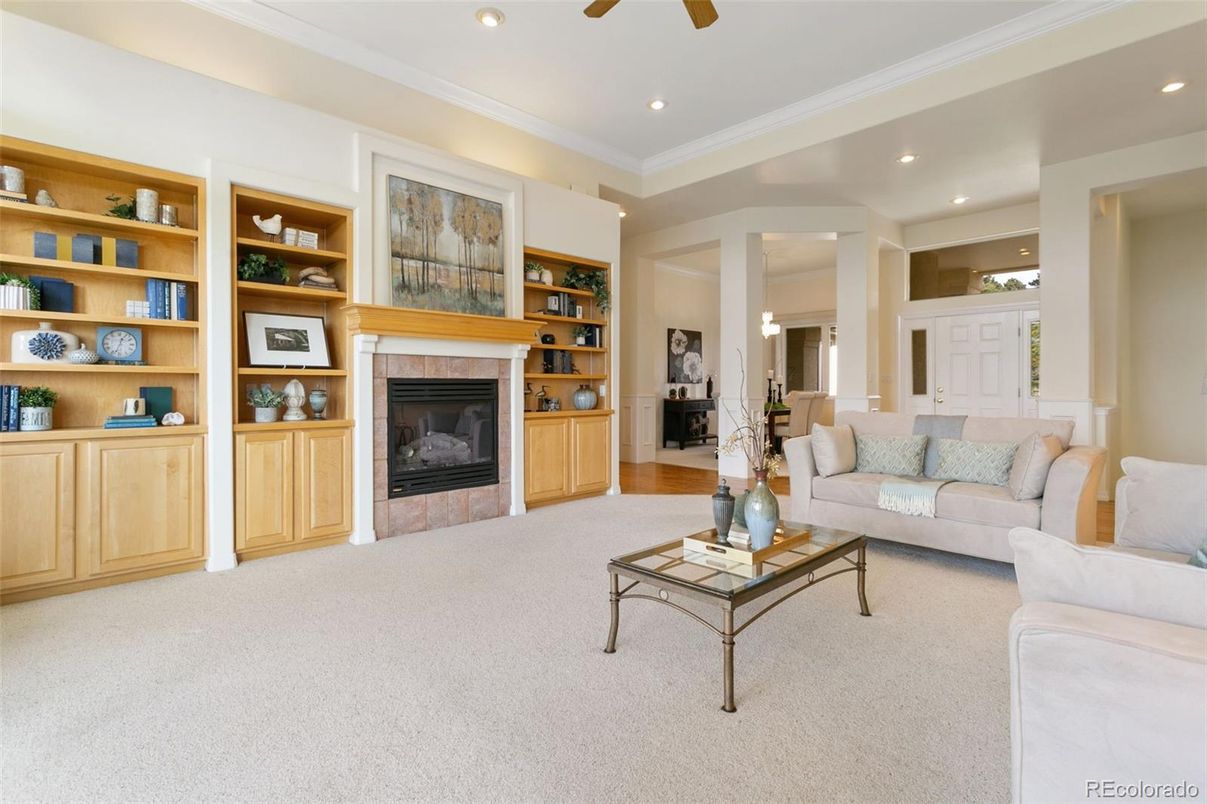 Fireplace, Interior, Living room, Recessed Lighting