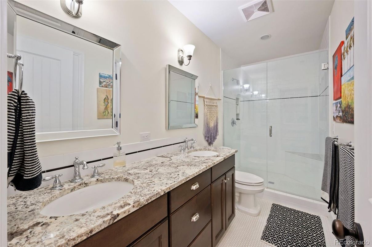 Bathroom, Dual Sink Vanities, Glass Shower, Interior