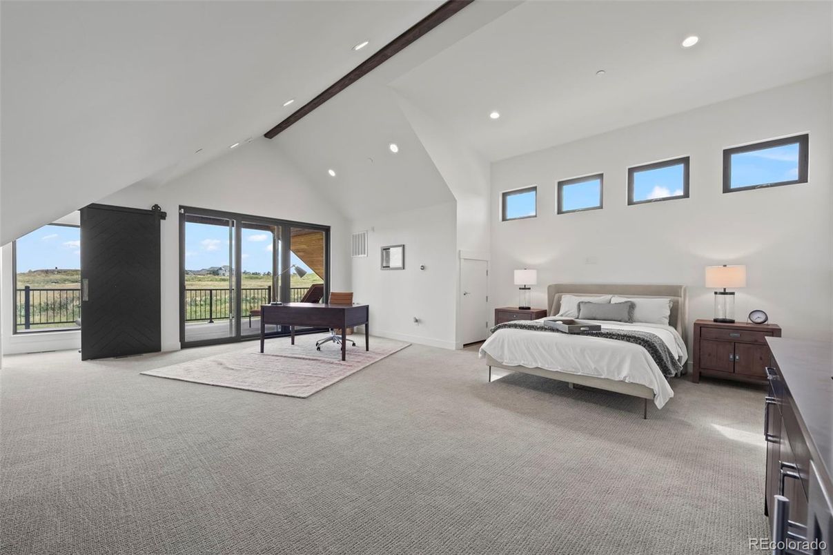 Bedroom, Interior, Recessed Lighting, Wooden Beams