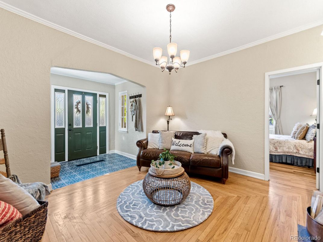 Bedroom, Chandelier, Interior, Wood Texture Flooring