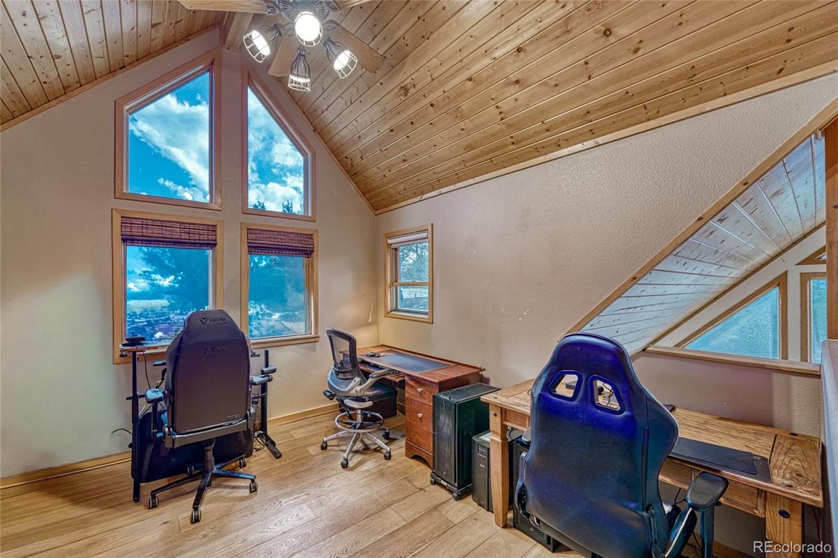 Home Office, Interior, Wooden Ceilings, Wood Texture Flooring