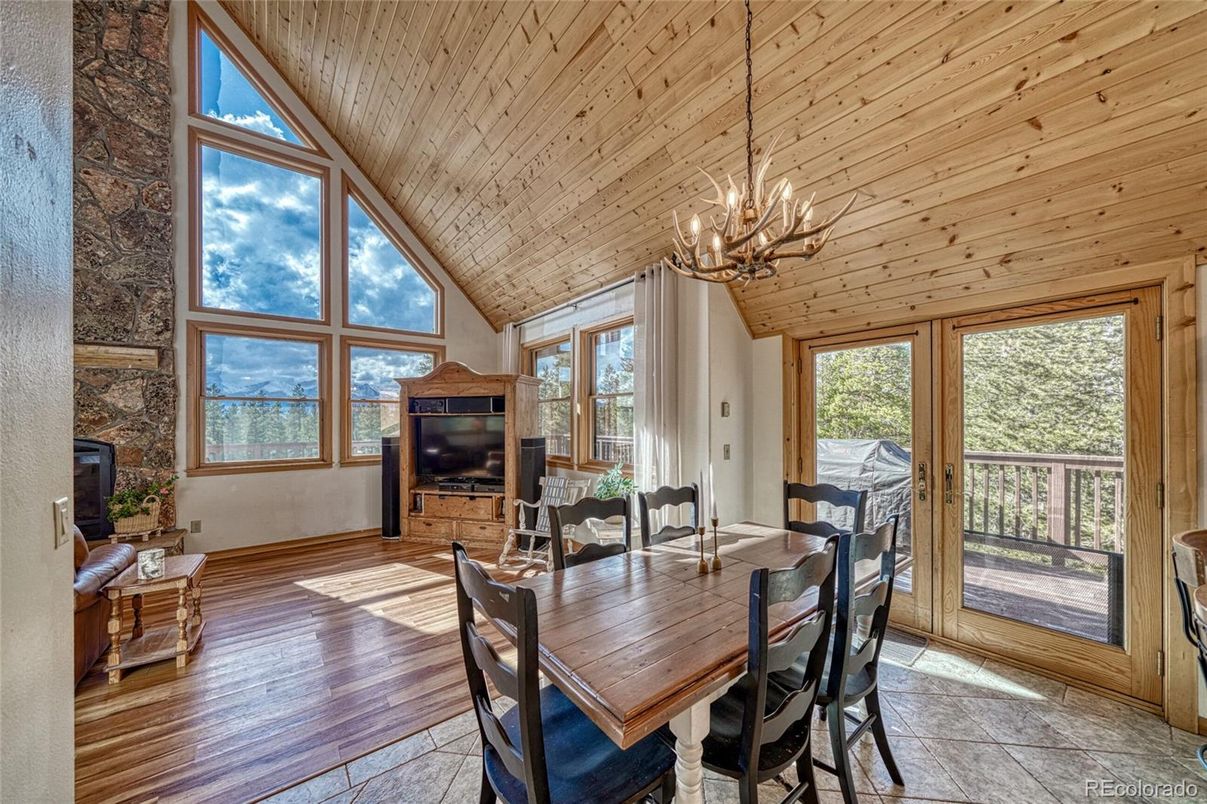Chandelier, Dining room, Interior, Pendant Lights, Wooden Ceilings, Wood Texture Flooring