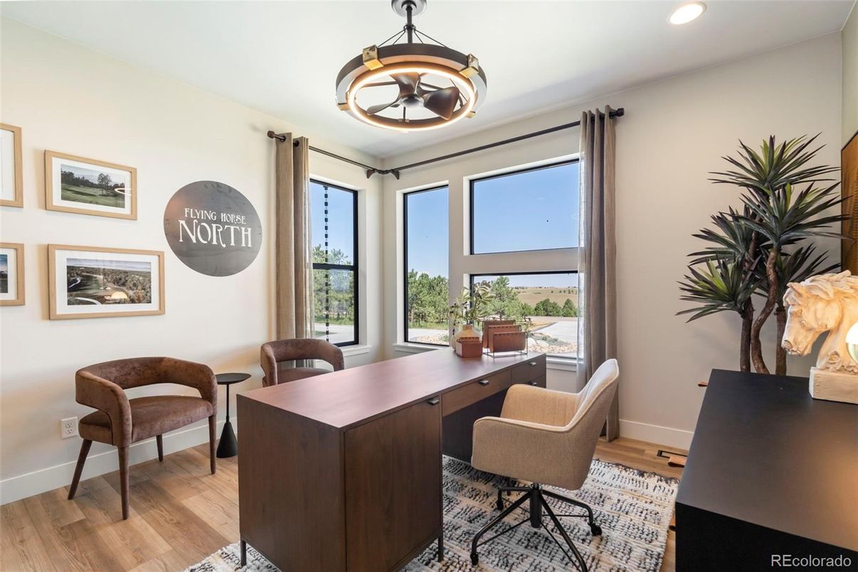 Home Office, Interior, Recessed Lighting, Wood Texture Flooring