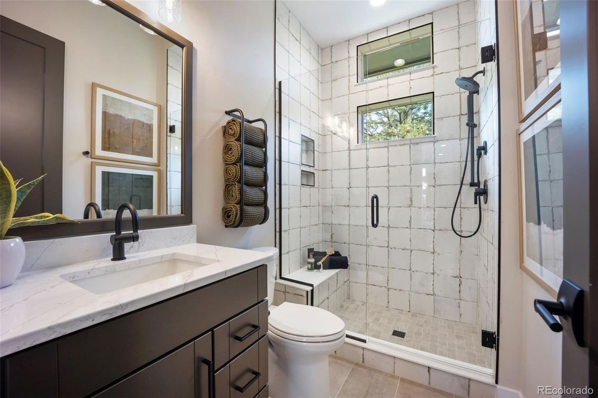 Bathroom, Glass Shower, Interior, Recessed Lighting