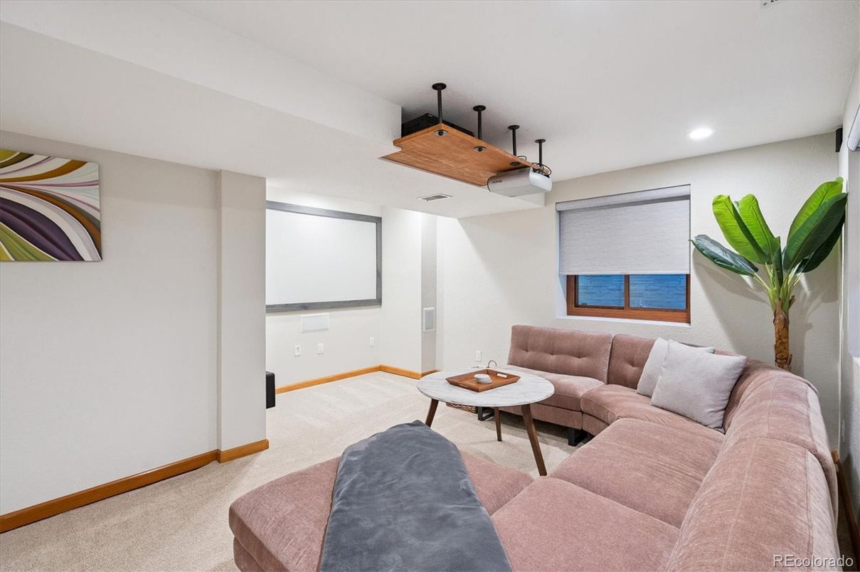 Interior, Living room, Projection Screen, Recessed Lighting