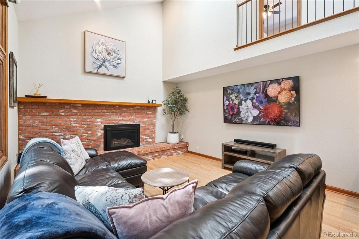 Fireplace, Interior, Living room, Stone Walls, Wood Texture Flooring