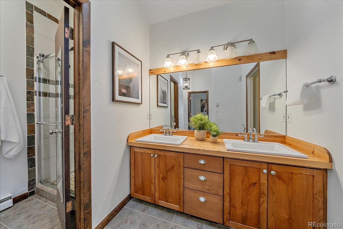 Bathroom, Dual Sink Vanities, Glass Shower, Interior