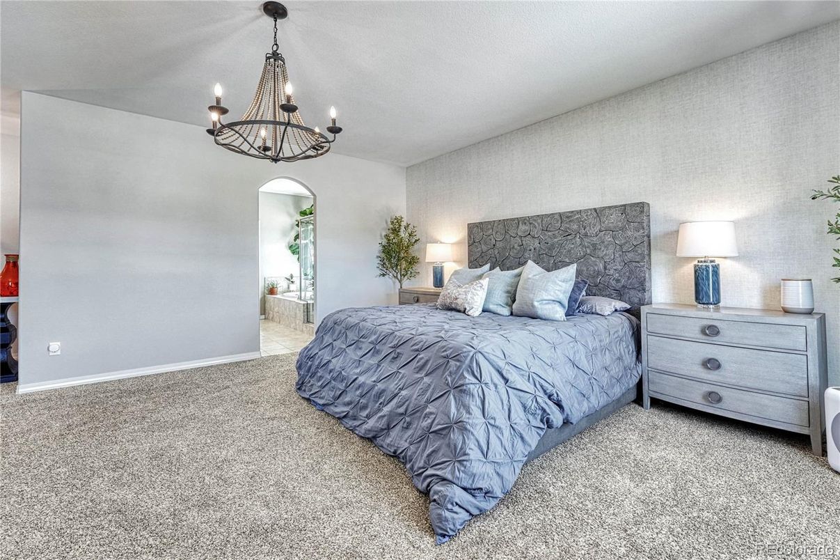 Bedroom, Chandelier, Interior