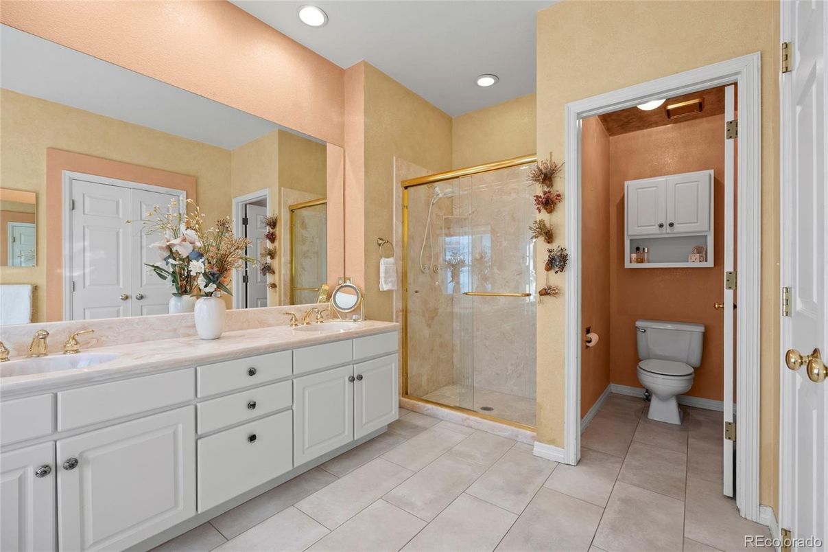 Bathroom, Dual Sink Vanities, Glass Shower, Interior, Recessed Lighting