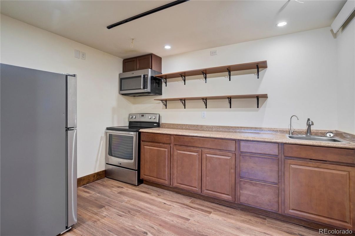 Interior, Kitchen, Recessed Lighting, Wood Texture Flooring