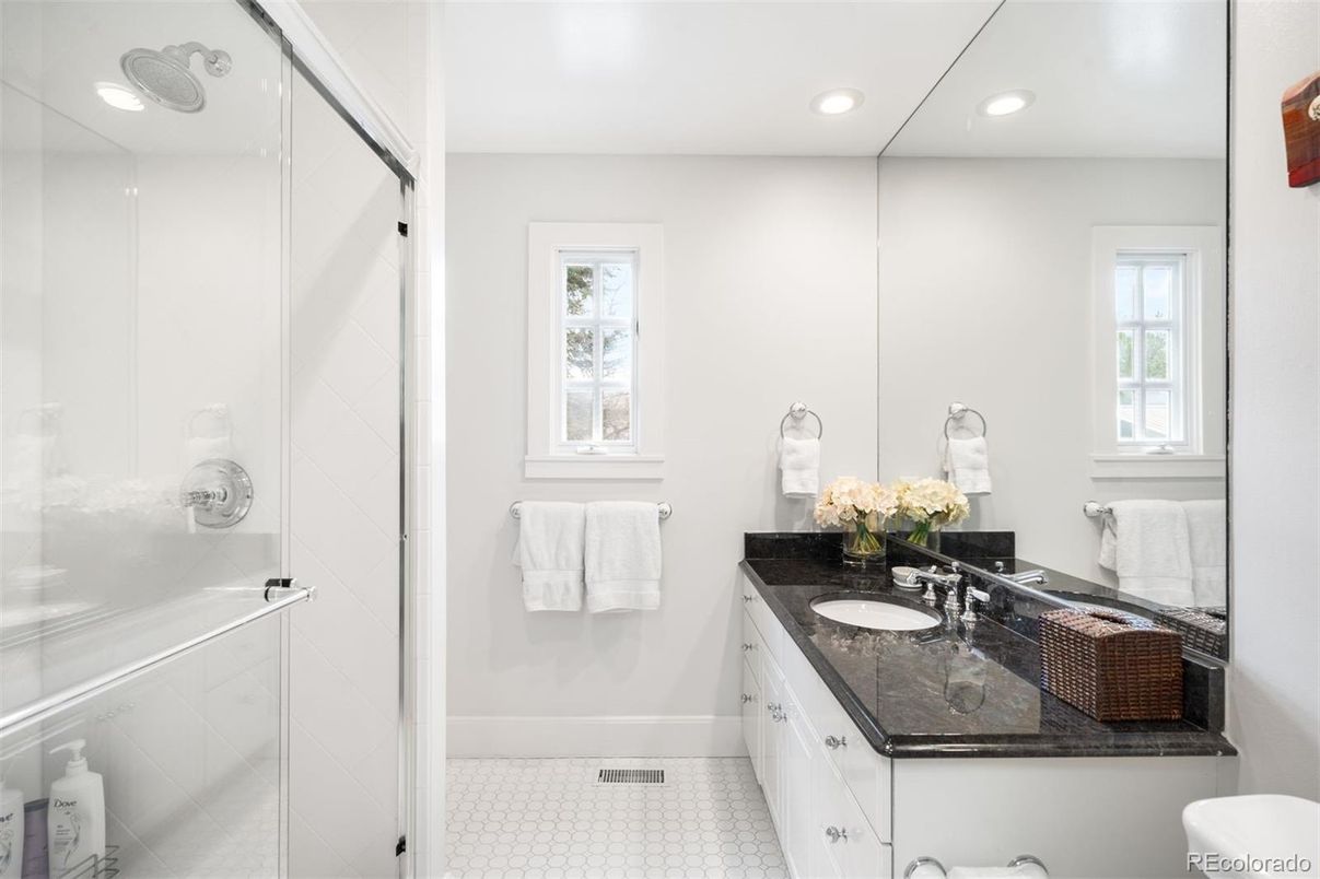 Bathroom, Glass Shower, Interior, Recessed Lighting