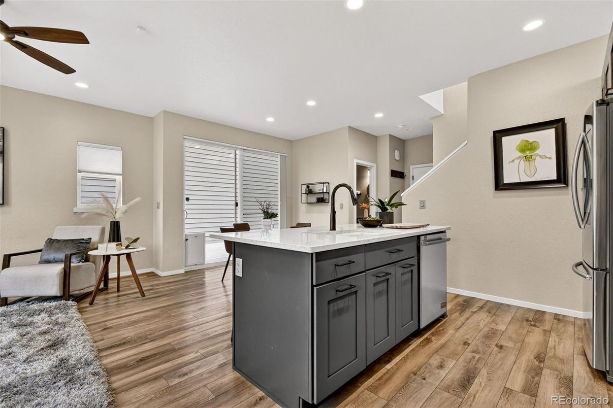 Interior, Kitchen, Recessed Lighting, Wood Texture Flooring
