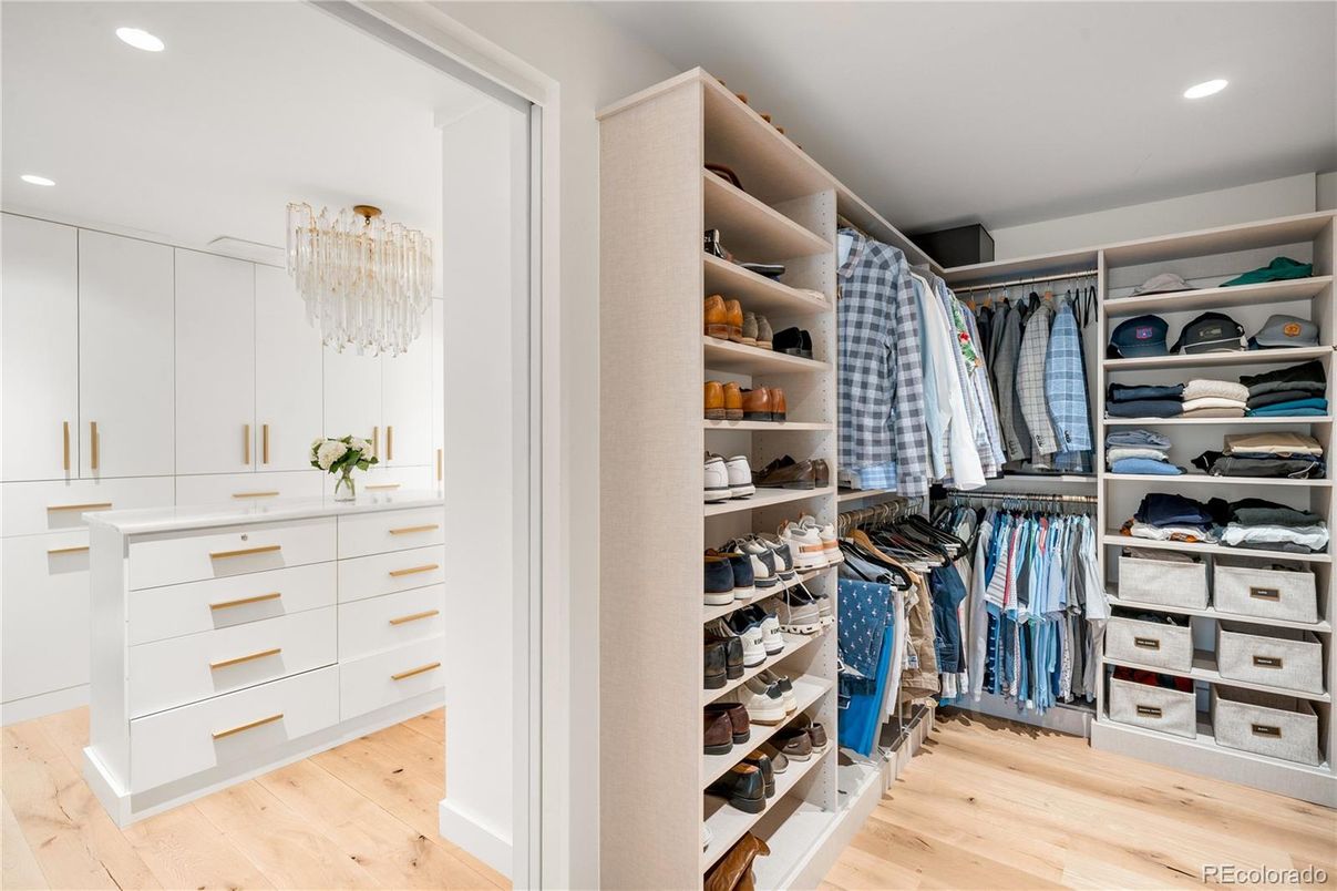 Chandelier, Interior, Recessed Lighting, Walk-in Closets, Wood Texture Flooring