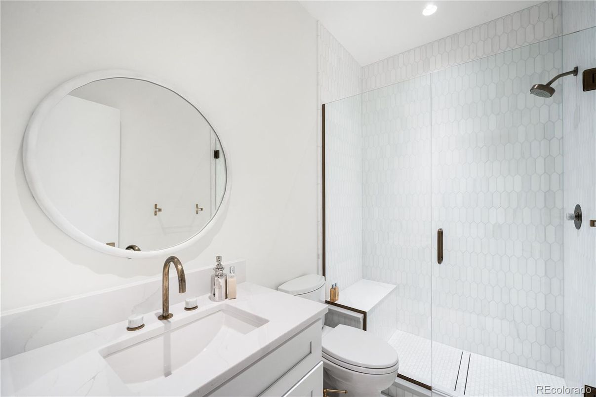 Bathroom, Glass Shower, Interior, Recessed Lighting