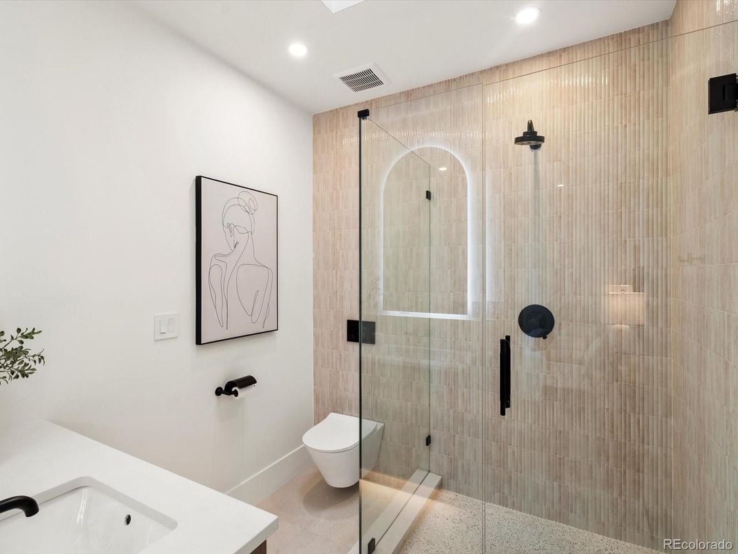 Bathroom, Glass Shower, Interior, Recessed Lighting