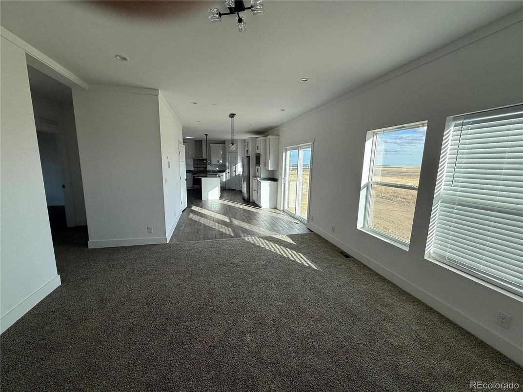 Empty room, Interior, Kitchen, Pendant Lights, Recessed Lighting