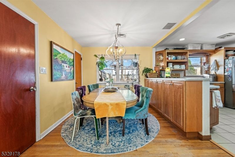 Chandelier, Dining room, Interior, Recessed Lighting, Wood Texture Flooring