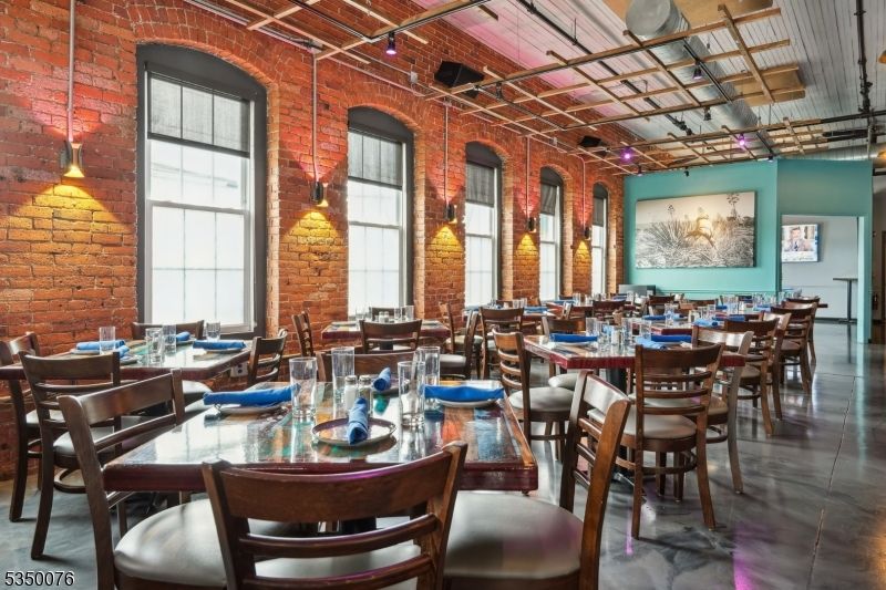 Dining room, Interior, Pendant Lights, Stone Walls