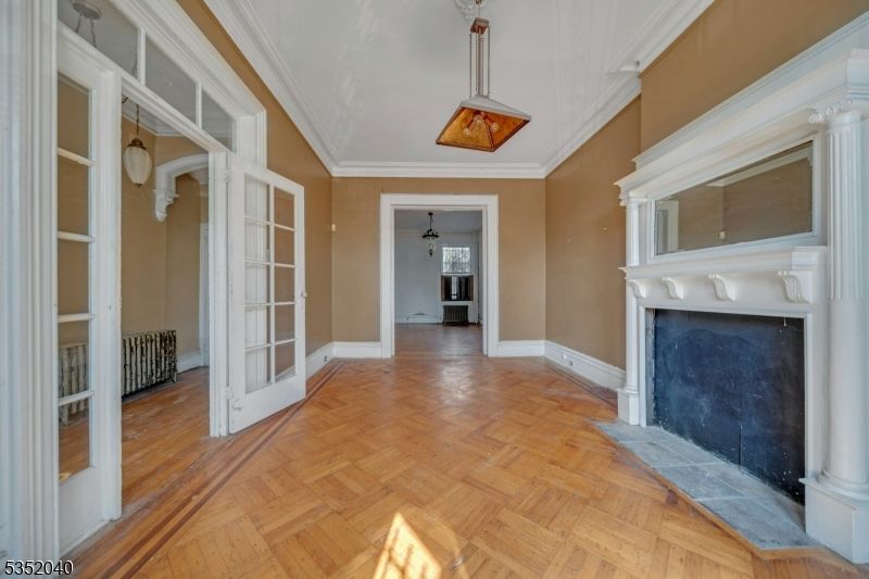 Fireplace, Interior, Pendant Lights, Wood Texture Flooring