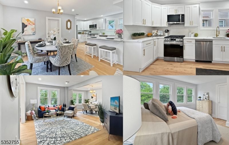 Dining room, Interior, Kitchen, Living room, Pendant Lights, Recessed Lighting, Stainless Steel Appliances, Wood Texture Flooring