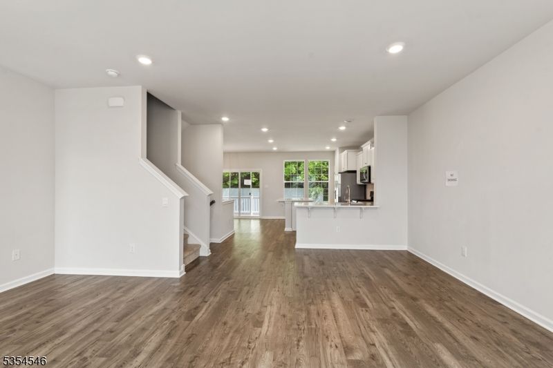 Empty room, Interior, Kitchen, Recessed Lighting, Wood Texture Flooring