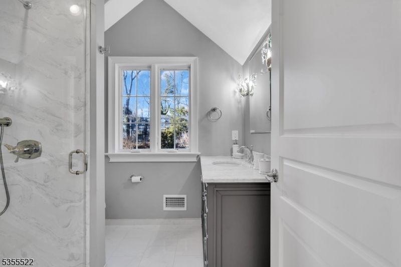 Bathroom, Glass Shower, Interior, Marble Walls, Recessed Lighting