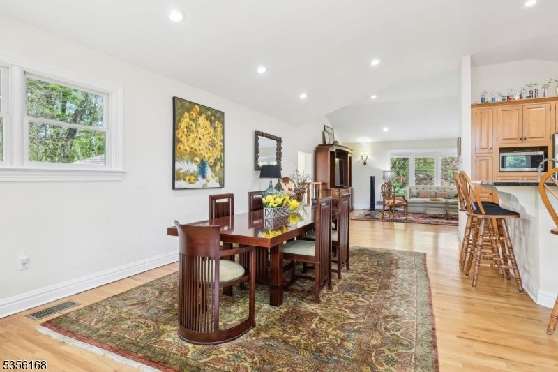 Dining room, Interior, Kitchen, Recessed Lighting, Wood Texture Flooring