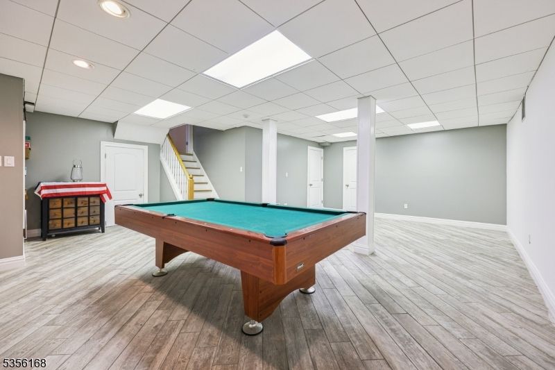 Billiard Table, Game Room, Interior, Recessed Lighting, Wood Texture Flooring
