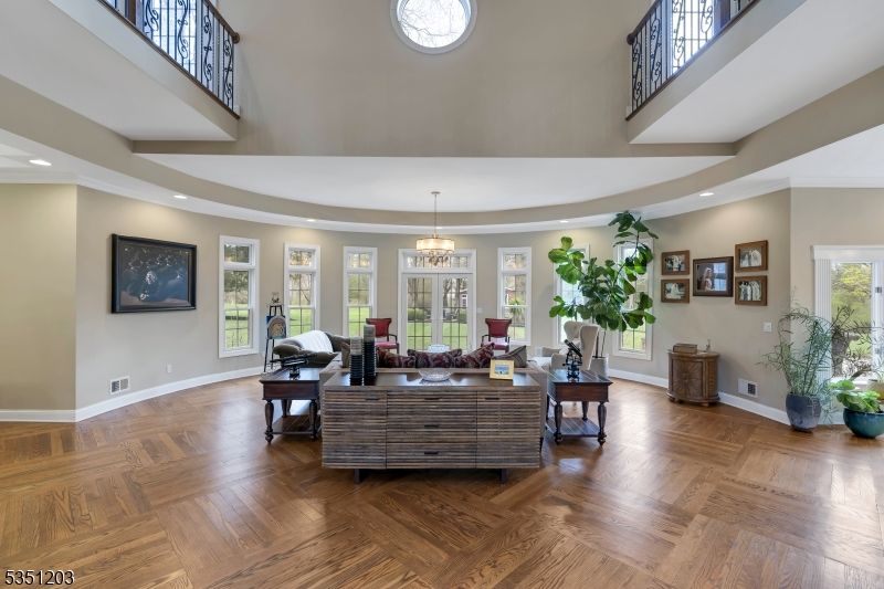 Chandelier, Interior, Living room, Recessed Lighting, Wood Texture Flooring