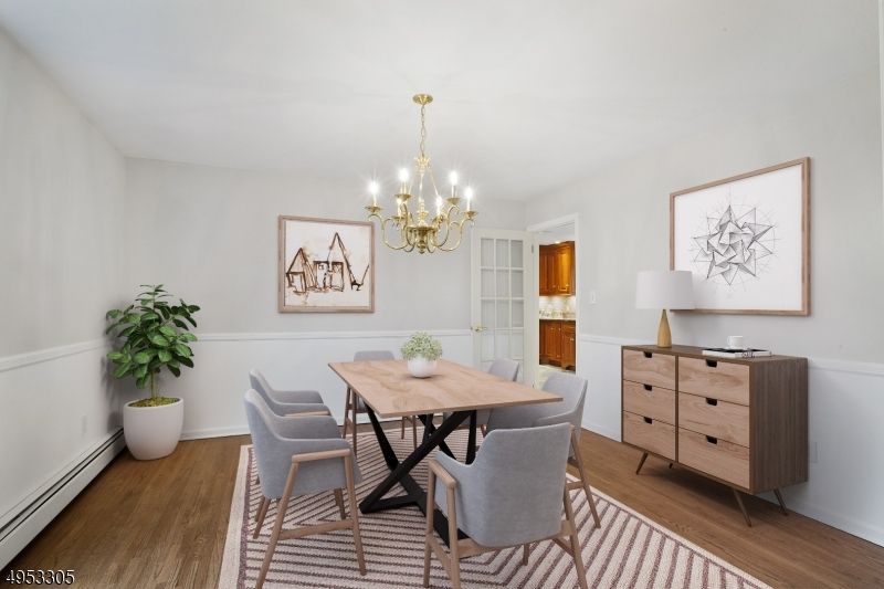 Chandelier, Dining room, Interior, Wood Texture Flooring