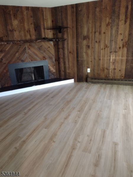 Empty room, Fireplace, Interior, Wood Texture Flooring, Wooden Walls