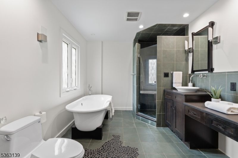 Bathroom, Dual Sink Vanities, Free Standing Baths, Glass Shower, Interior, Recessed Lighting