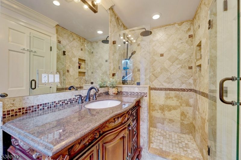 Bathroom, Glass Shower, Interior, Recessed Lighting