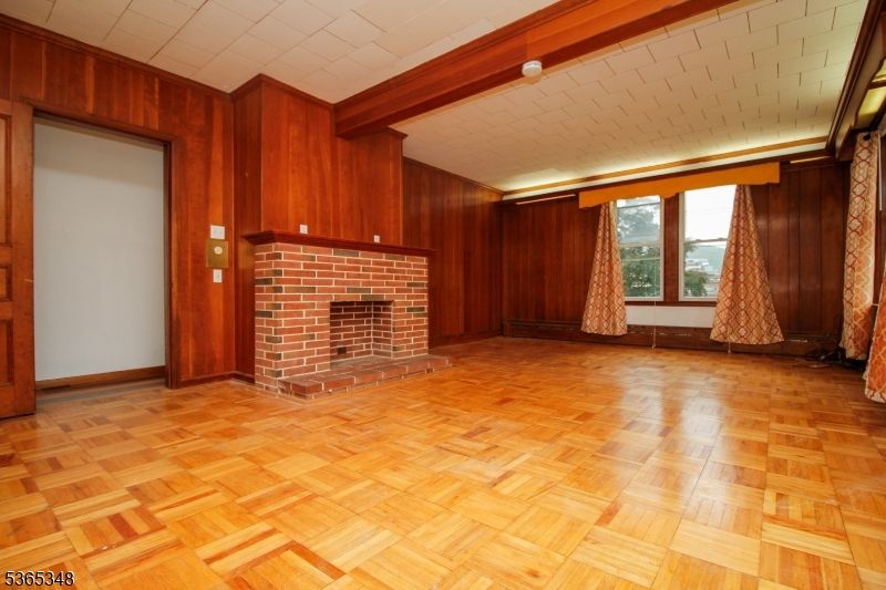 Empty room, Fireplace, Interior, Wood Texture Flooring, Wooden Walls