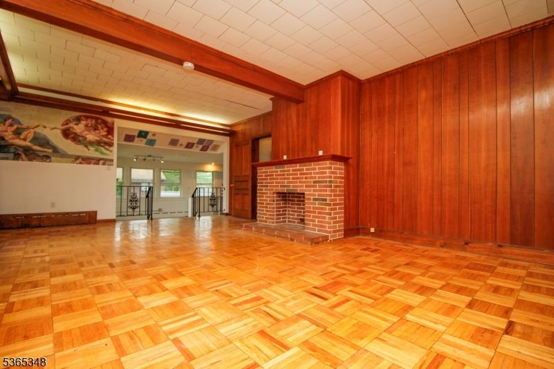 Empty room, Fireplace, Interior, Wood Texture Flooring, Wooden Walls