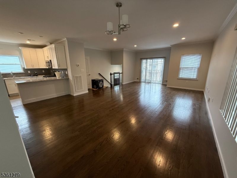 Chandelier, Interior, Kitchen, Recessed Lighting, Wood Texture Flooring