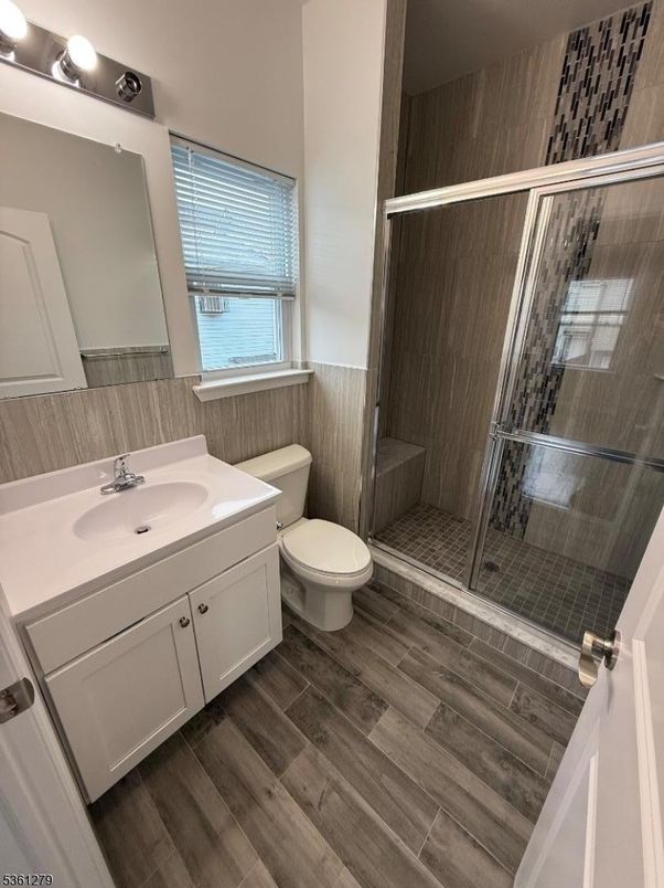 Bathroom, Glass Shower, Interior, Wood Texture Flooring