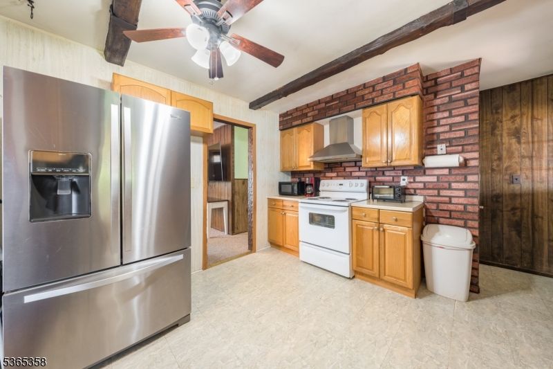 Interior, Kitchen, Stainless Steel Appliances, Stone Walls, Wooden Beams