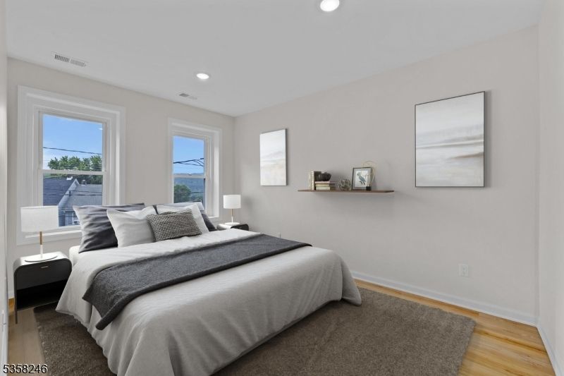 Bedroom, Interior, Recessed Lighting, Water, Wood Texture Flooring
