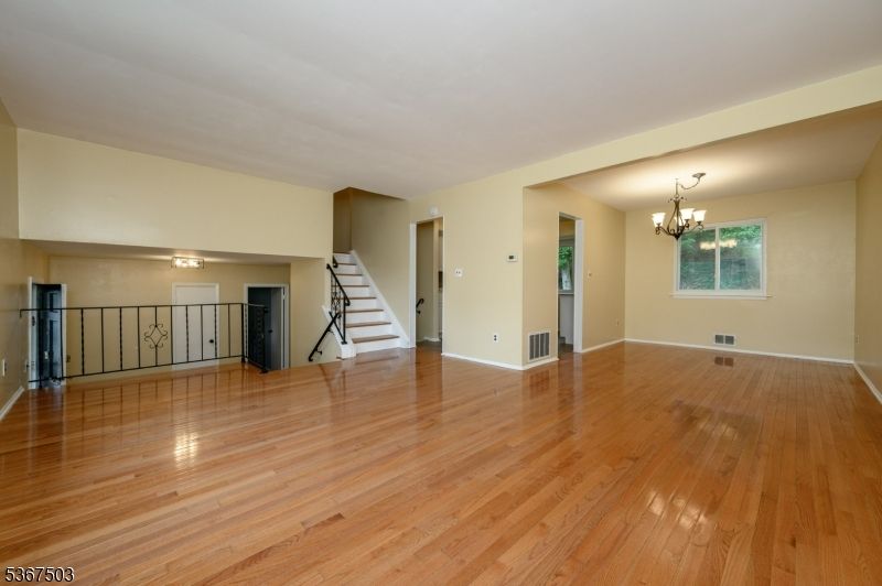 Chandelier, Empty room, Interior, Wood Texture Flooring