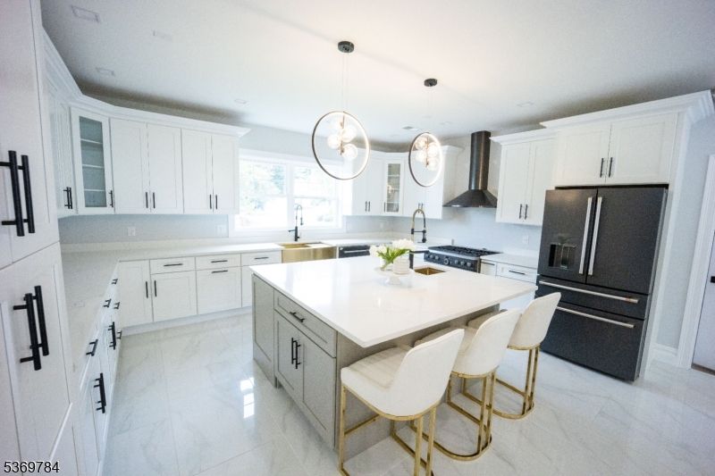 Interior, Kitchen, Marble, Pendant Lights, Recessed Lighting, Stainless Steel Appliances