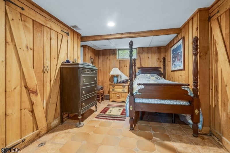 Bedroom, Interior, Recessed Lighting, Wooden Walls