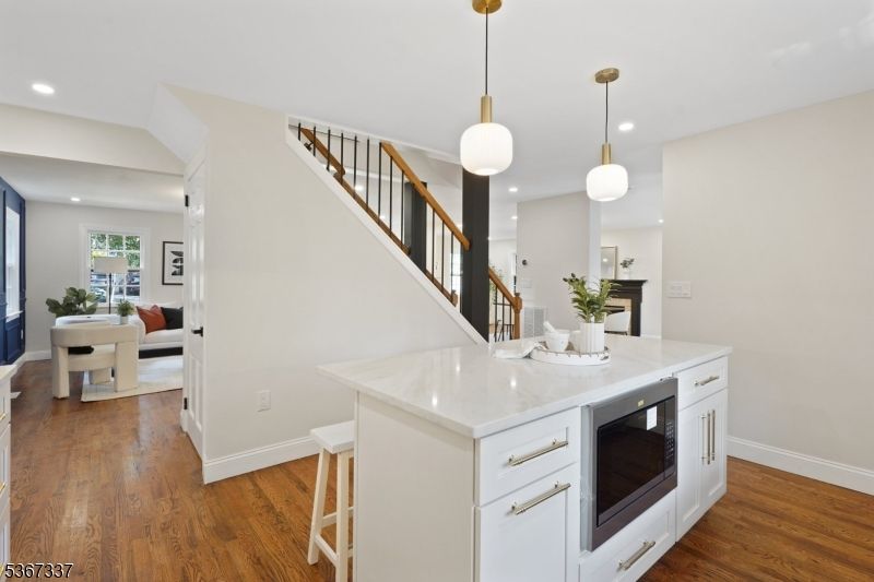 Interior, Kitchen, Pendant Lights, Recessed Lighting, Wood Texture Flooring
