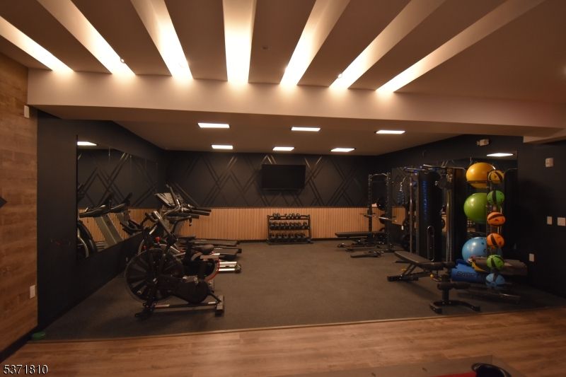 Fitness Equipment, Interior, Recessed Lighting, Wood Texture Flooring