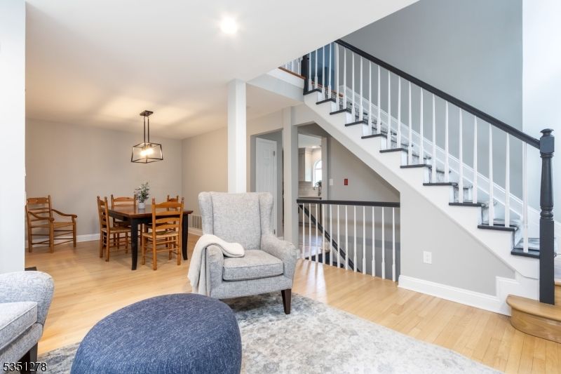 Dining room, Interior, Pendant Lights, Recessed Lighting, Wood Texture Flooring